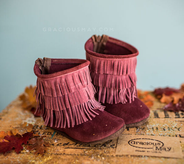 Toddler Moccasin Boots Autumn Bery Suede
