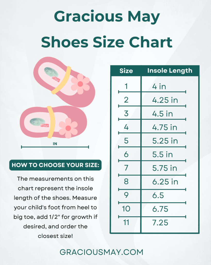 a chart of shoes size for baby