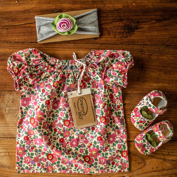 Baby Gifts sets for girls Made in the USA with matching clothes shoes and headband Gracious May