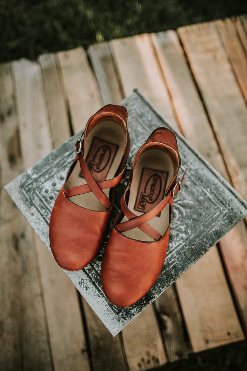 Women’s Shoes Made in the USA by Gracious May Leather Flats with Criss